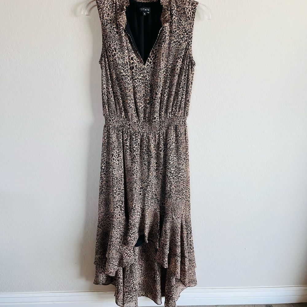 1 State Women’s Sleeveless Leopard High Low Dress Size S